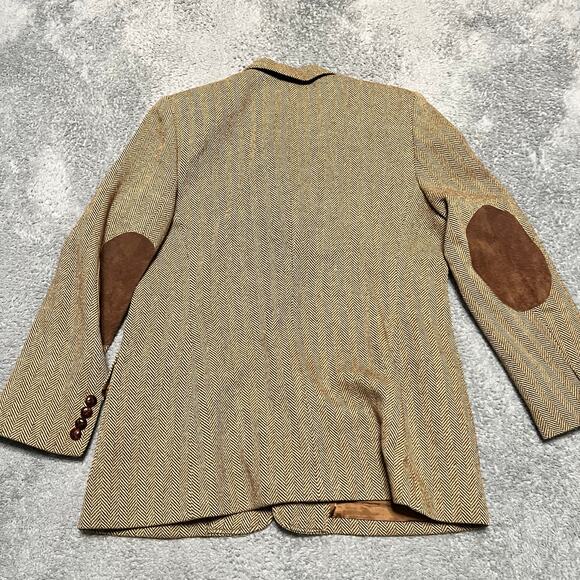 Ralph Lauren Blazer Womens 14 Brown Herringbone Wool Equestrian Elbow Patch - Picture 4 of 11